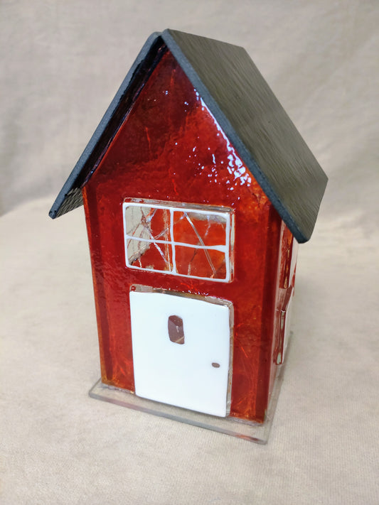 Glasshus med lyslenke