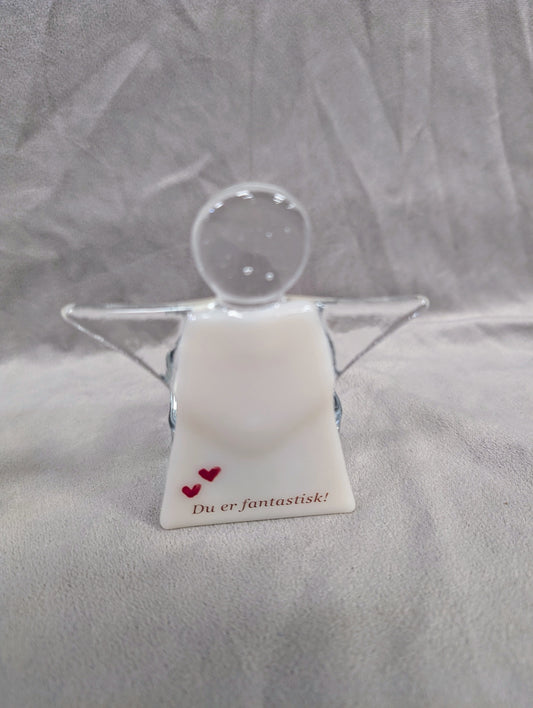 Telysholder engel med tekst