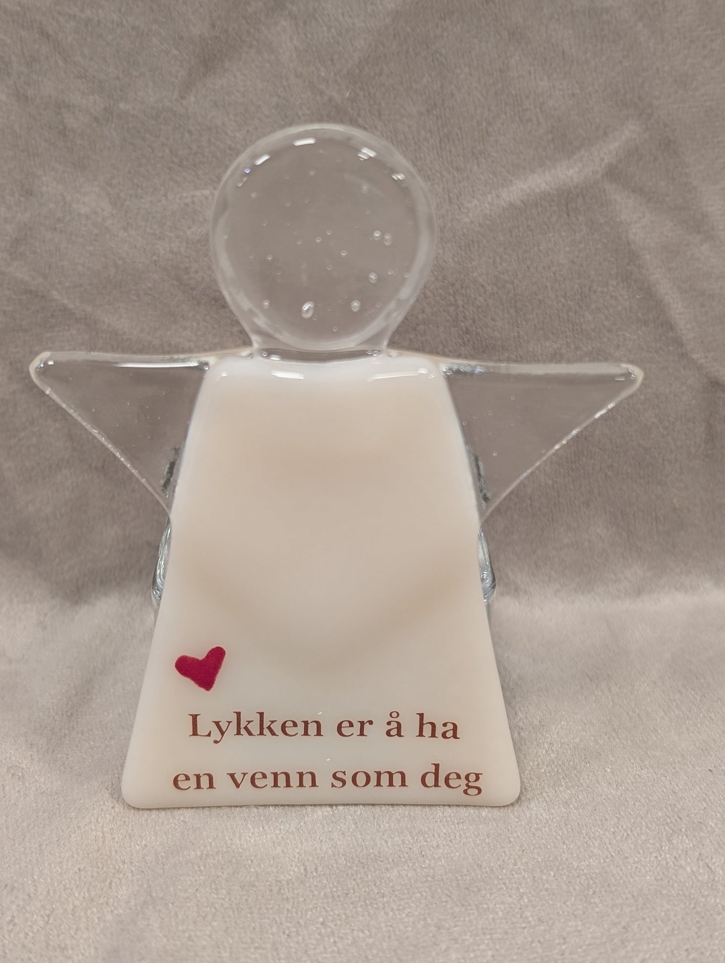 Telysholder engel med tekst
