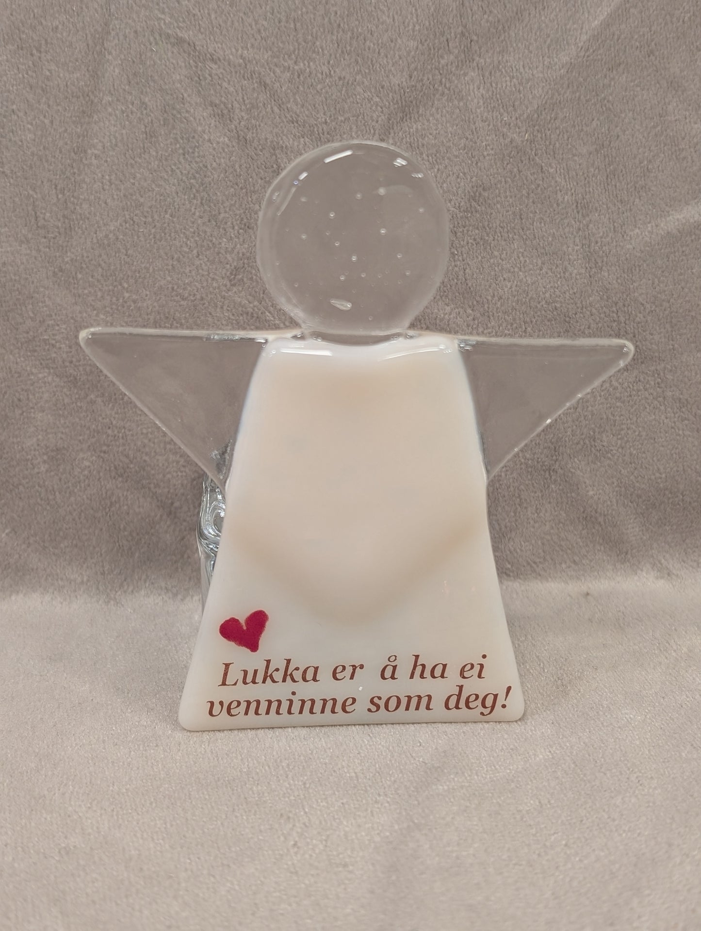 Telysholder engel med tekst