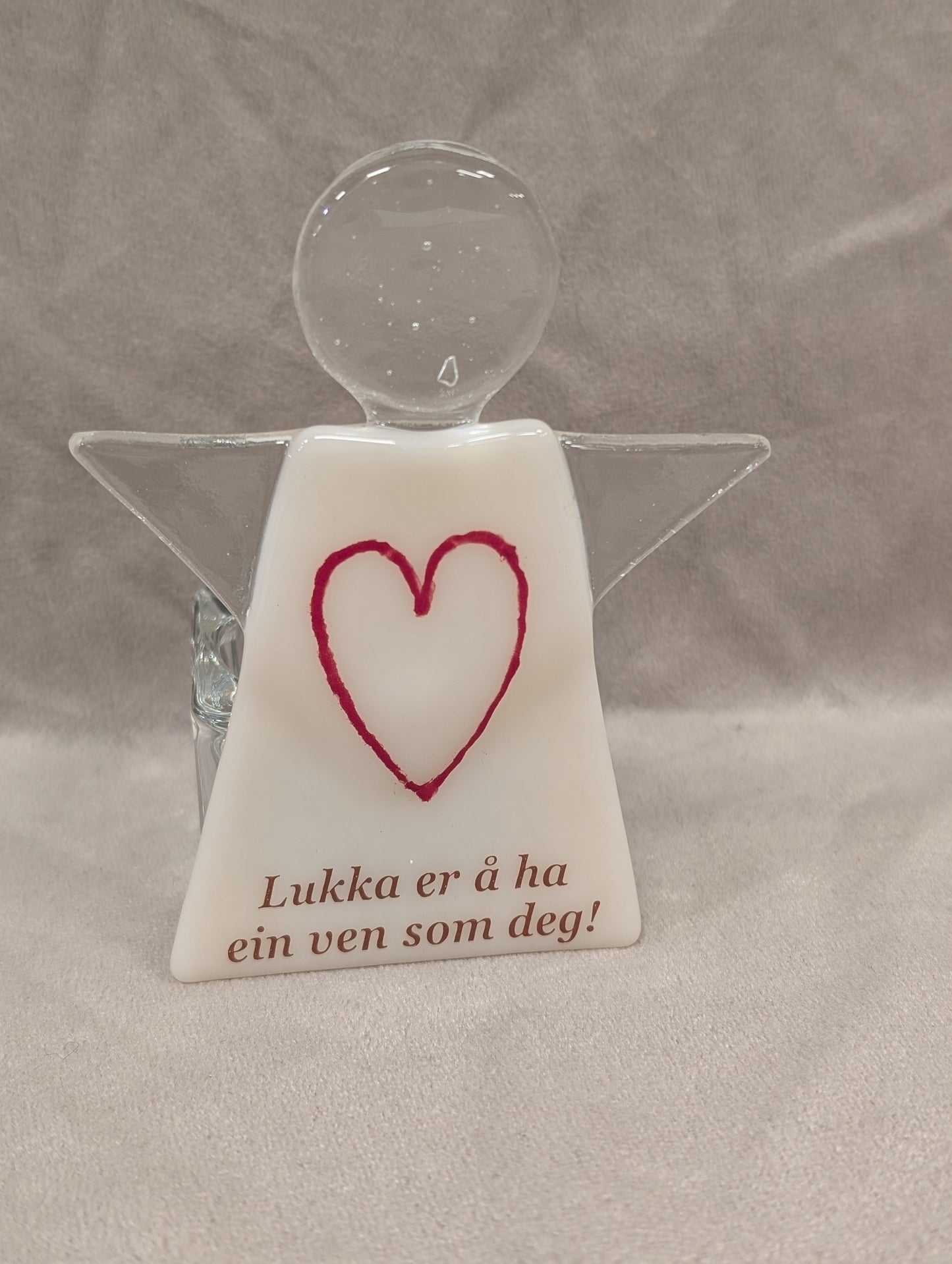 Telysholder engel med tekst